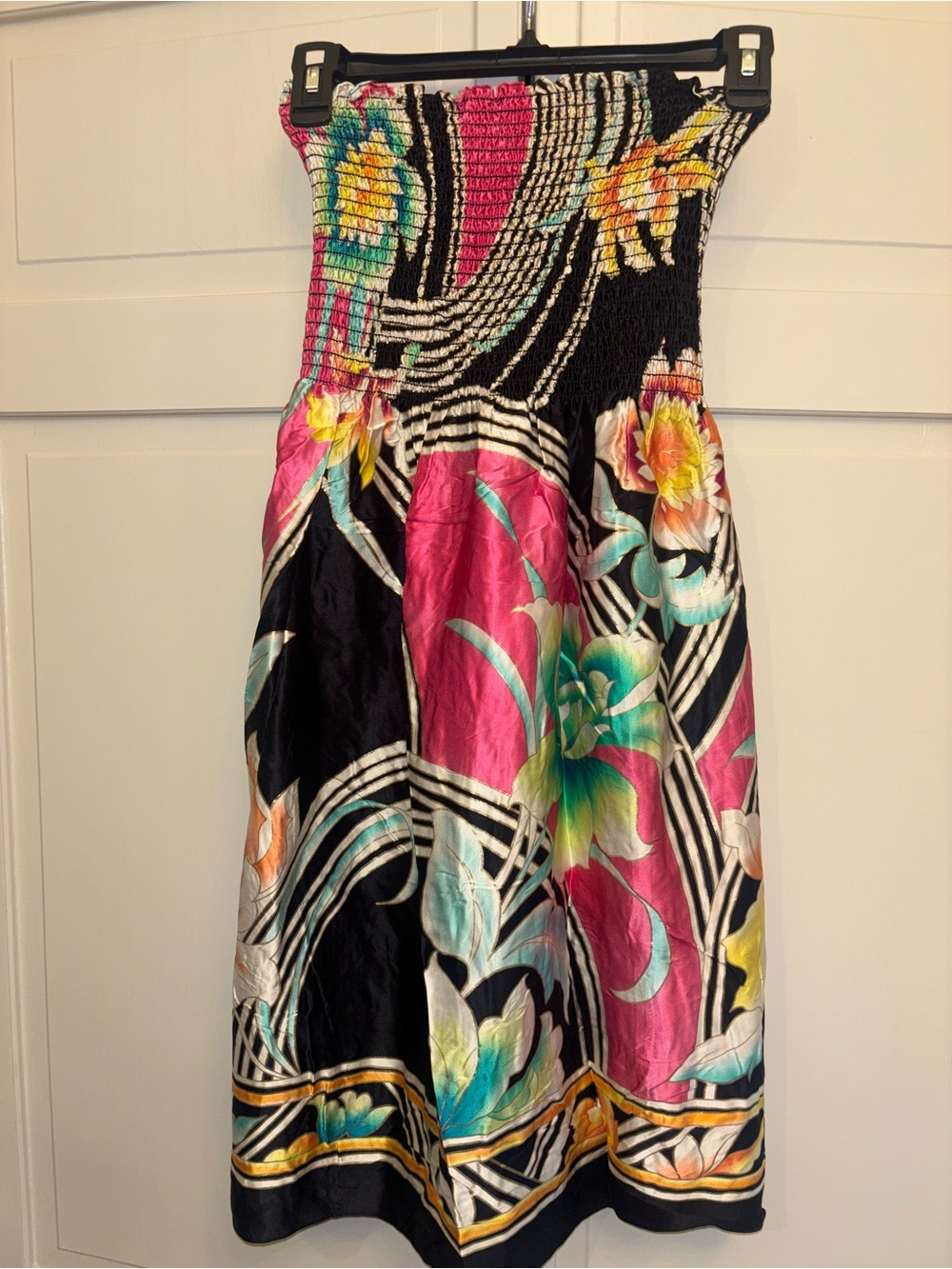 Y2K Silk Cache’ Vintage Strapless Floral dress